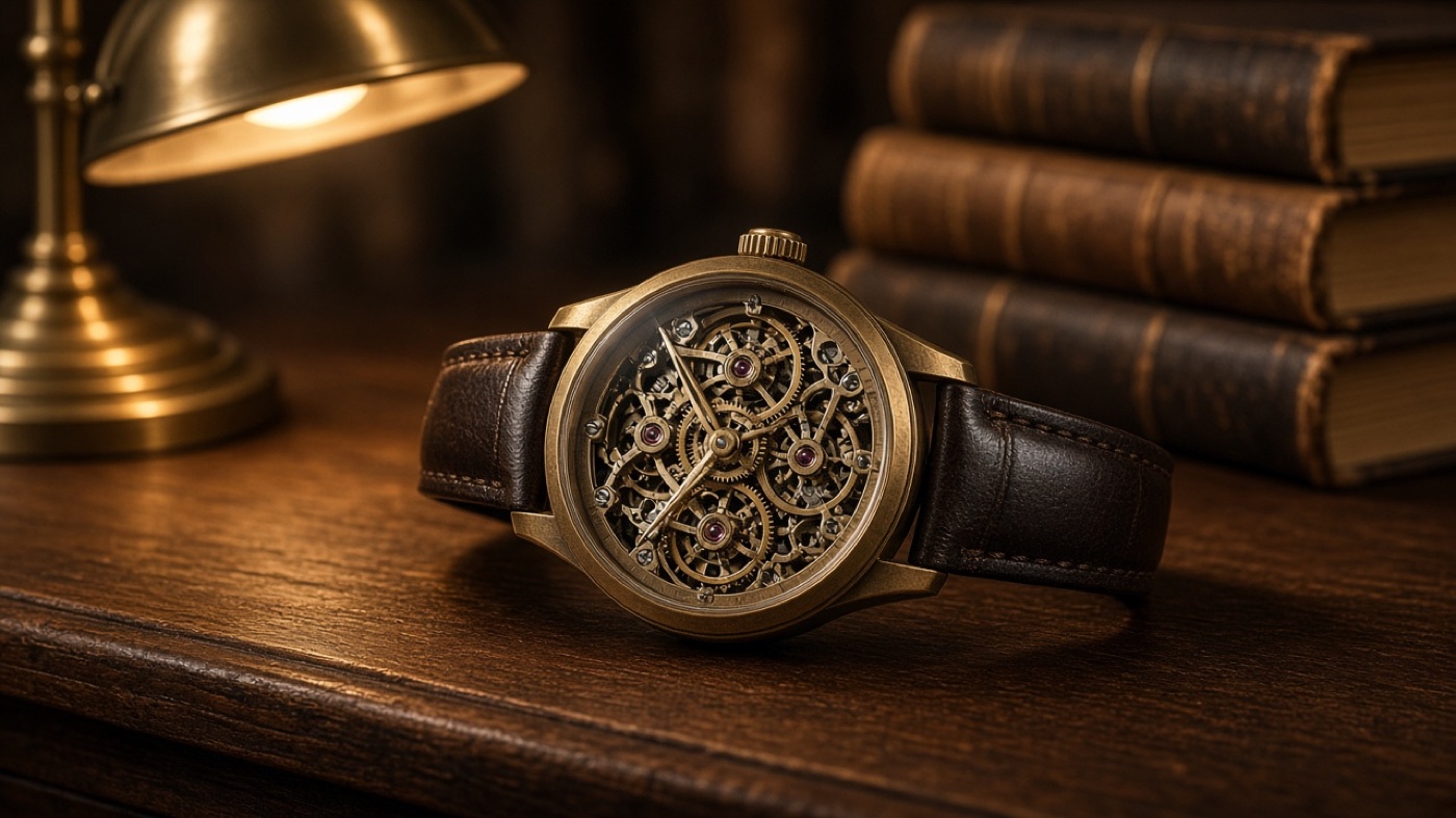 Studio still of a mechanical watch generated as a text-to-image example